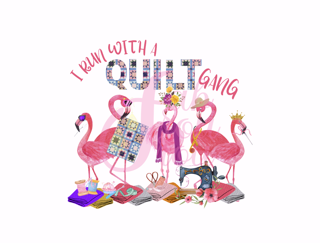 I Run With A Quilt Gang Flamingo Magnet