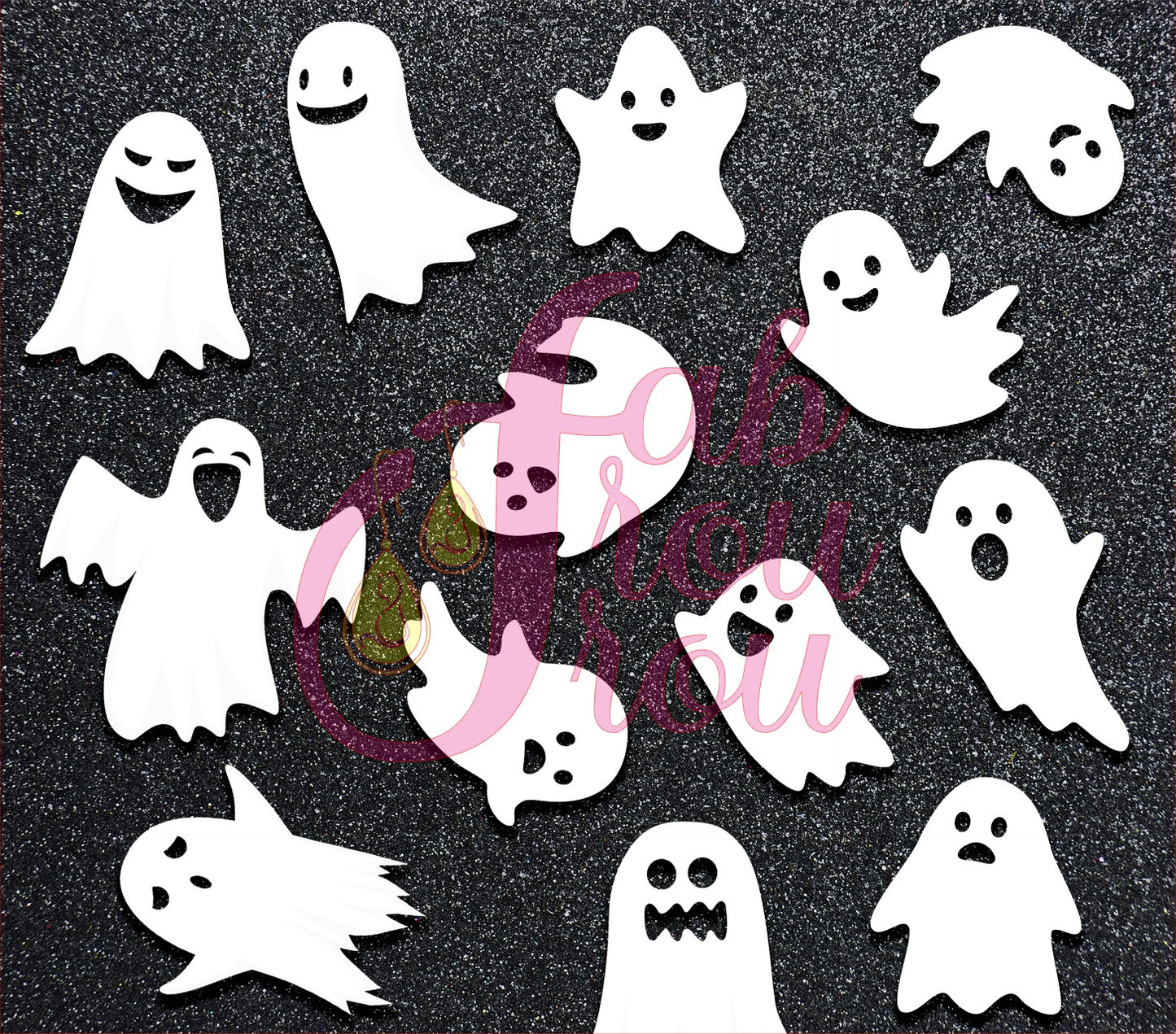 Black Glitter White Ghosts 1