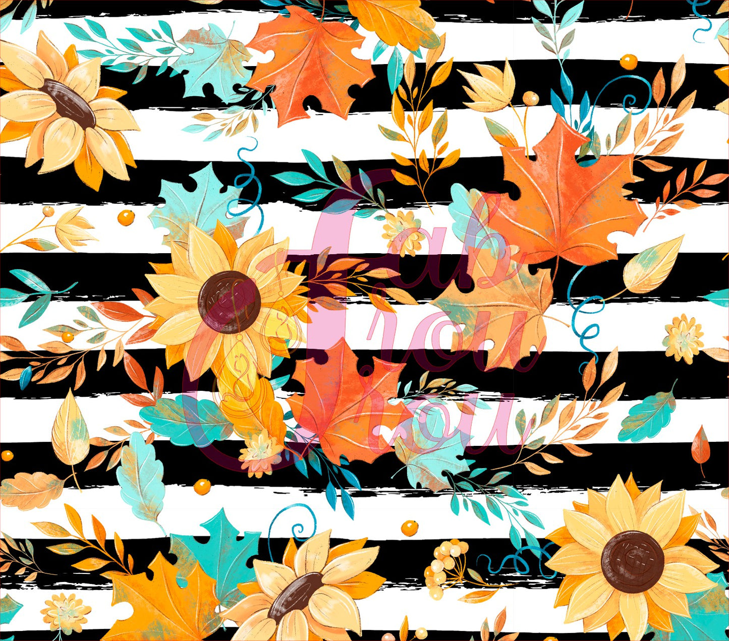 Leaves and Sunflowers Stripe 1