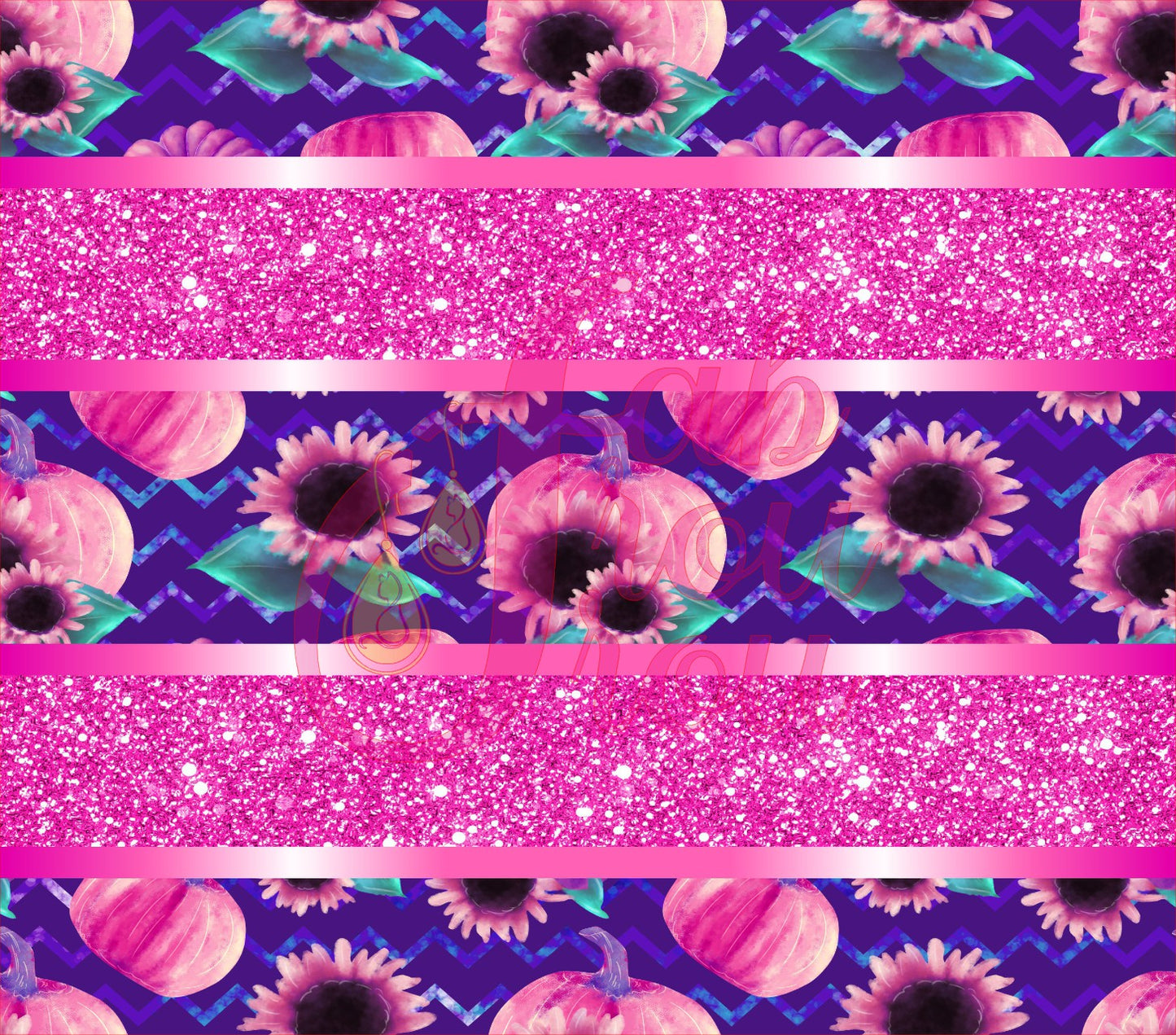 Pumpkins and Pink Glitter Stripe