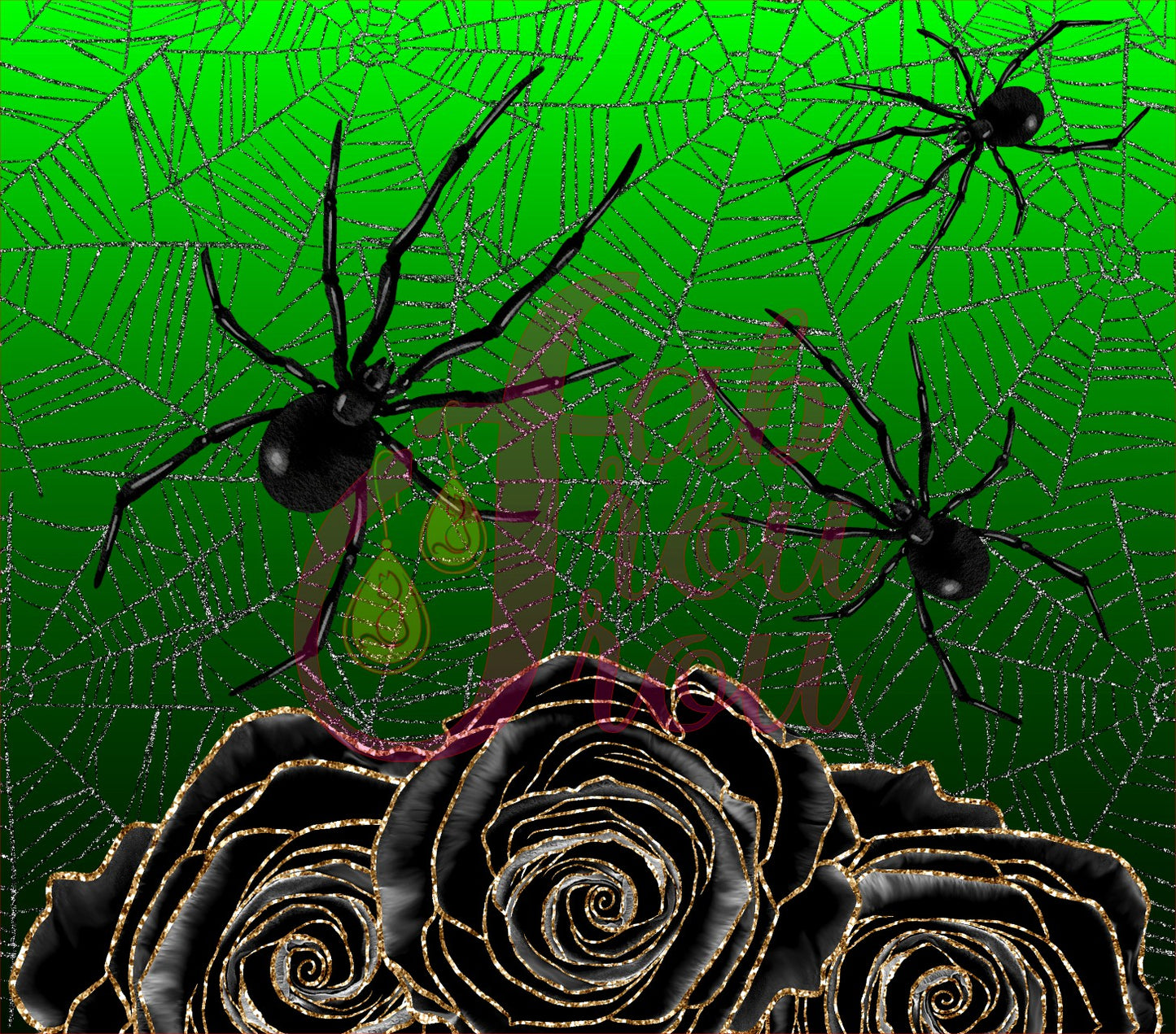 Spiders on Acid Green bg