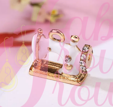 Enamel Sewing Machine Charm White