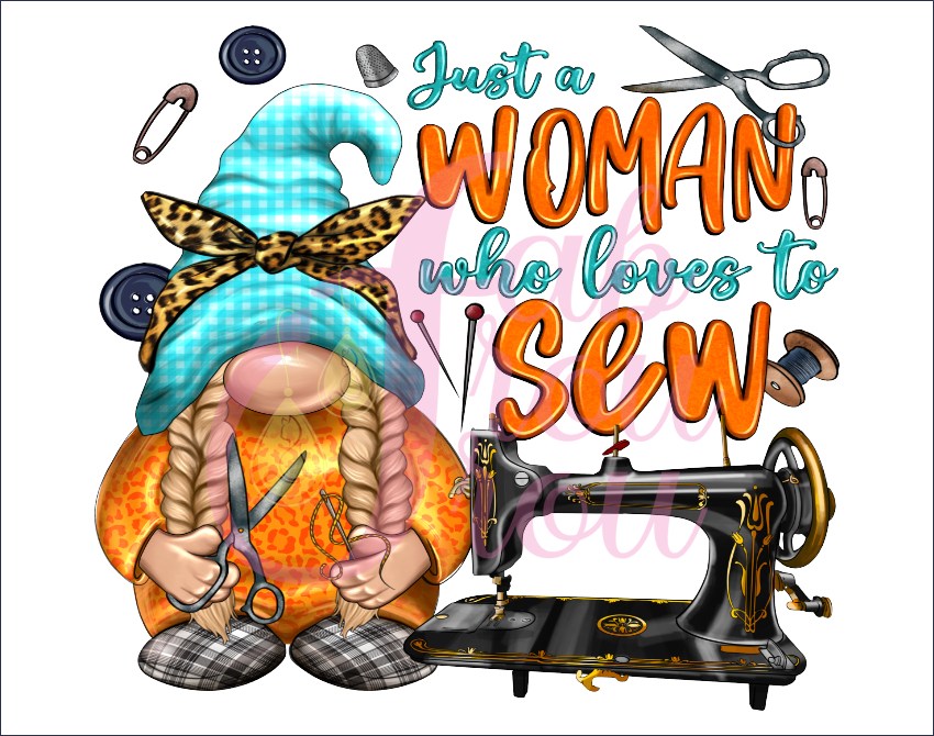 Gnome Sewing Machine Orange Magnet