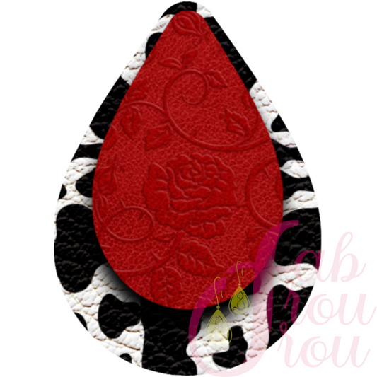 Red Leather Cow Print