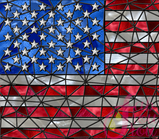 20 oz American Flag Stained Glass