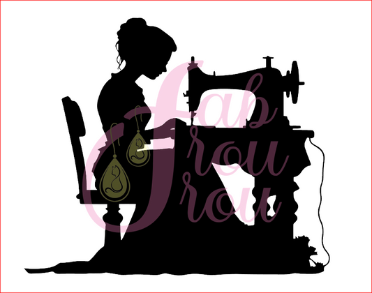 Vintage Lady Sewing Machine Silhouette Magnet